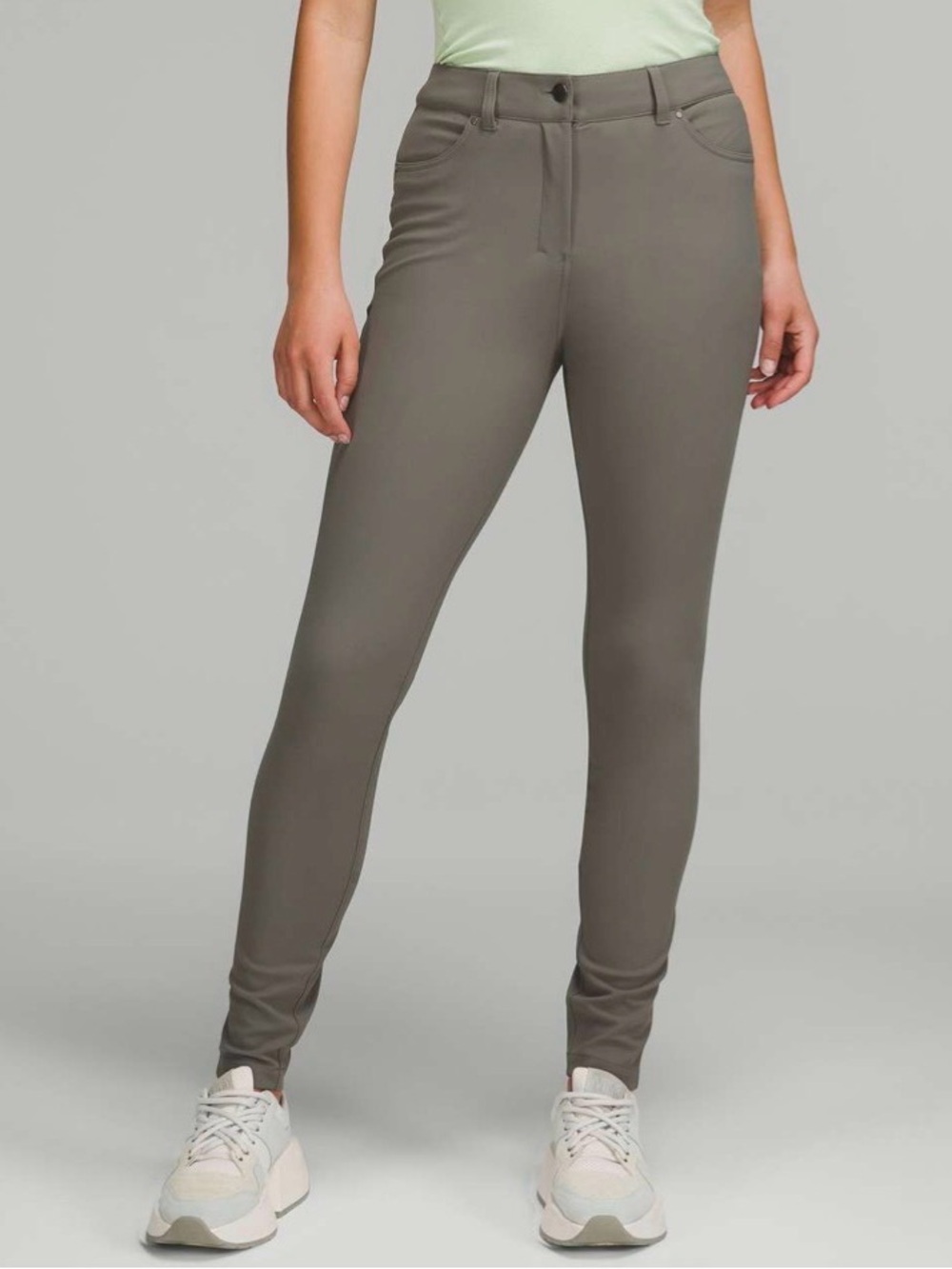 Lululemon City Sleek Slim-Fit 5 Pocket High-Rise Pant Grey Sage Green sz 32